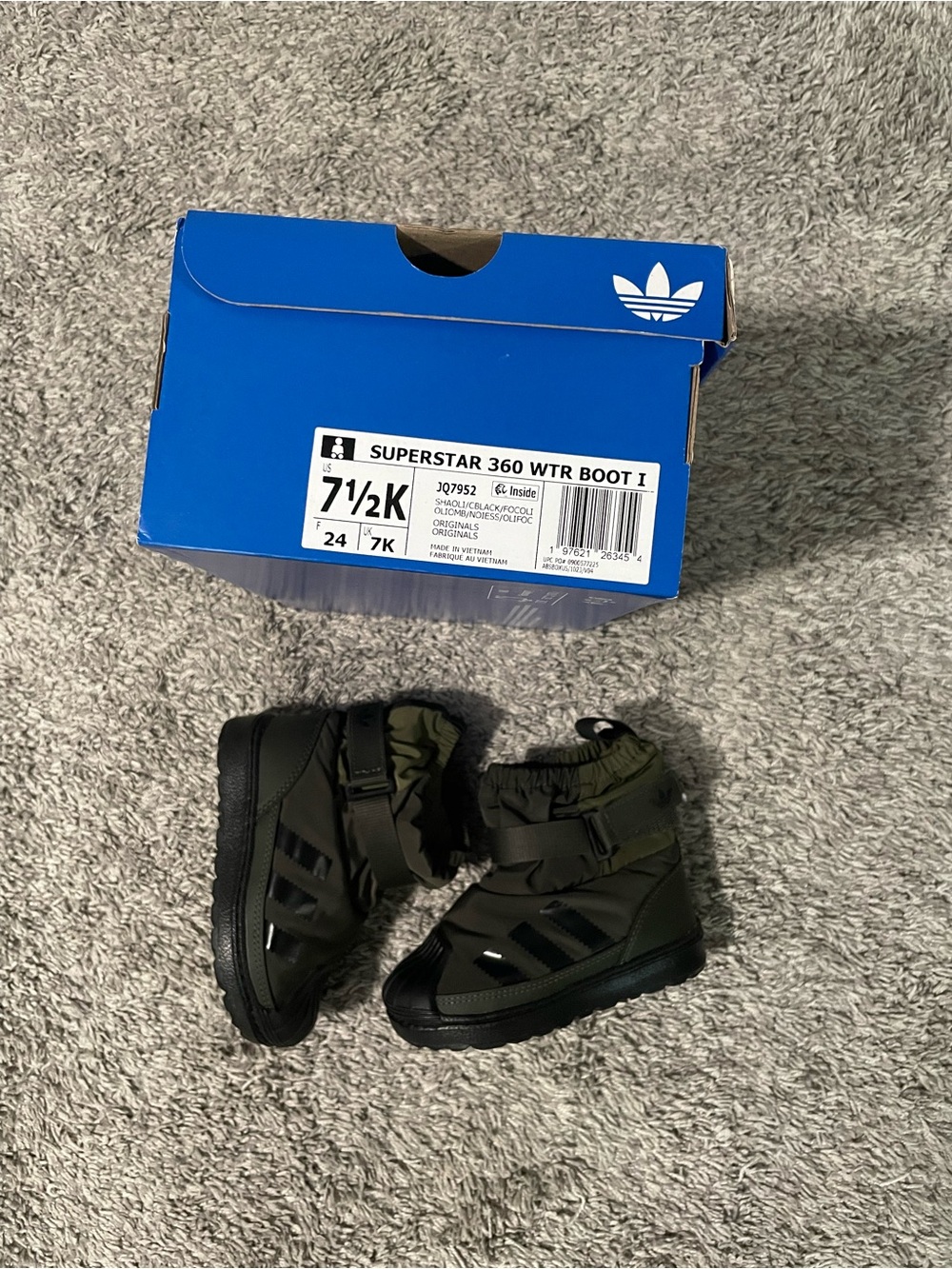 adidas Kids Olive Green and Black Winter Boots